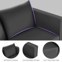 Costway Modern PU Leather Sofa Chair Loveseat Single Armchair Couch 2 Seater Home Office in Grey - thumbnail 2