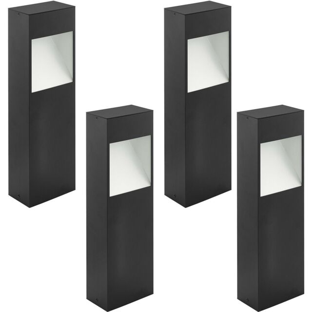 Loops 4 PACK IP44 Outdoor Pedestal Light Anthracite & White Square Post 10W LED - image 1