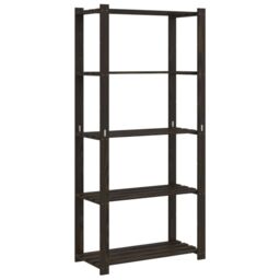 Berkfield Home 5-Tier Storage Rack Black 80x38x170 cm Solid Wood Pine - Size: 80 x 38 x 170 cm - thumbnail 2