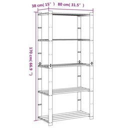 Berkfield Home 5-Tier Storage Rack Black 80x38x170 cm Solid Wood Pine - Size: 80 x 38 x 170 cm - thumbnail 7