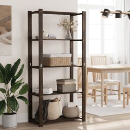 Berkfield Home 5-Tier Storage Rack Black 80x38x170 cm Solid Wood Pine - Size: 80 x 38 x 170 cm