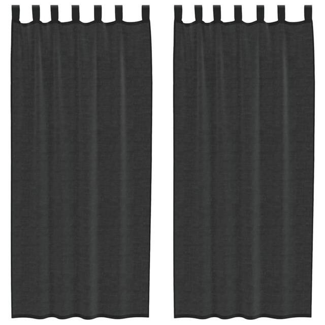 Berkfield Home Voile Curtains with Tab Top 2 pcs Black - image 1