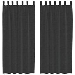 Berkfield Home Voile Curtains with Tab Top 2 pcs Black
