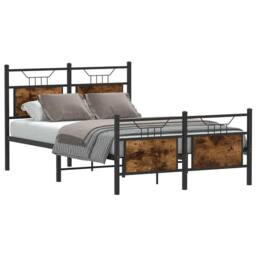 Berkfield Home Bed Frame Frame Smoked Oak 120x190 cm Small Double Wood in Brown - thumbnail 3