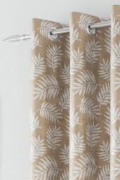 Enhanced Living Oakland Natural Leaf Pattern, Thermal, Room Darkening Pair of Curtains with Eyelet Top - Size: 117 cm width x 137 cm drop - thumbnail 2