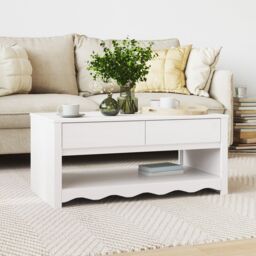 "Berkfield Home Coffee Table ""DRAMMEN"" White 99x55x45 cm Solid Wood Pine - Size: 99 x 55 x 45 cm" - thumbnail 1