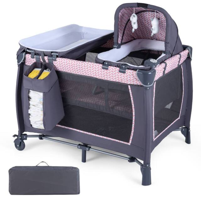 CASART Foldable Nursery Center Bassinet Baby Playard w/Diaper Changing Table - Size: Crib - image 1
