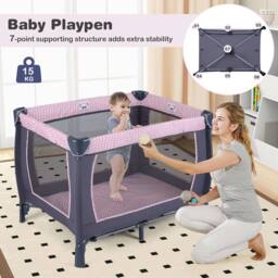 CASART Foldable Nursery Center Bassinet Baby Playard w/Diaper Changing Table - Size: Crib - thumbnail 6