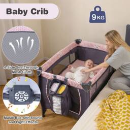 CASART Foldable Nursery Center Bassinet Baby Playard w/Diaper Changing Table - Size: Crib - thumbnail 8