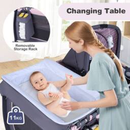 CASART Foldable Nursery Center Bassinet Baby Playard w/Diaper Changing Table - Size: Crib - thumbnail 7