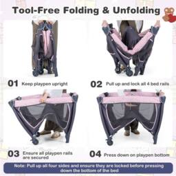 CASART Foldable Nursery Center Bassinet Baby Playard w/Diaper Changing Table - Size: Crib - thumbnail 5