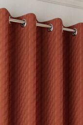 Enhanced Living Velvet Embossed Thermal Dimout Curtains for Bedroom & Living Room in Orange - Size: 117 cm width x 183 cm drop - thumbnail 2