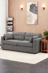 Living and Home 2 Seater Sofa Bed with Cup Holders and Pillows in Grey - thumbnail 1