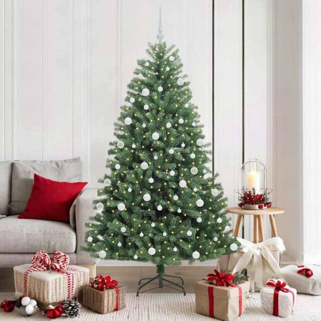 Berkfield Home Artificial Hinged Christmas Tree Green 180 cm PVC & Metal - image 1