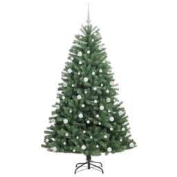 Berkfield Home Artificial Hinged Christmas Tree Green 180 cm PVC & Metal - thumbnail 4