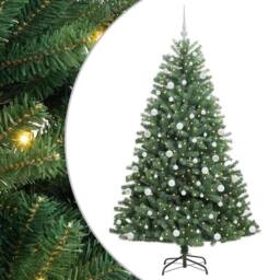 Berkfield Home Artificial Hinged Christmas Tree Green 180 cm PVC & Metal - thumbnail 2