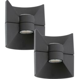 Loops 2 PACK IP44 Outdoor Up & Down Wall Light Anthracite Aluminium 2.5W LED Lamp - thumbnail 1