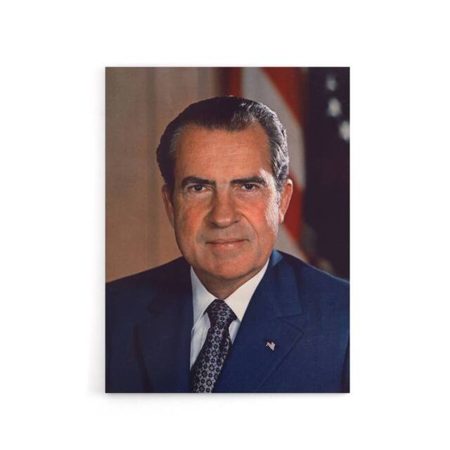 "Artery8 US President Richard Nixon Portrait Canvas Wall Art Print in Blue - Size: W18"" x H24""" - image 1