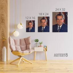 "Artery8 US President Richard Nixon Portrait Canvas Wall Art Print in Blue - Size: W18"" x H24""" - thumbnail 4