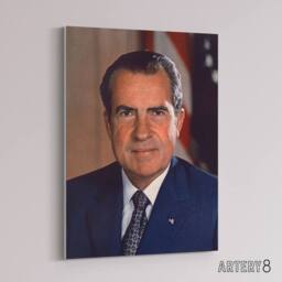 "Artery8 US President Richard Nixon Portrait Canvas Wall Art Print in Blue - Size: W18"" x H24""" - thumbnail 2