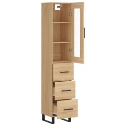 Berkfield Home Highboard Sonoma Oak 34.5x34x180 cm Engineered Wood in Light Brown - thumbnail 4