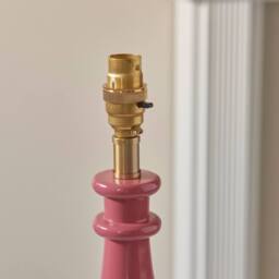 Netlighting Myrtle Pink Clay Table Lamp with Coral Pink Fabric Ikat Shade 25cm B22 - thumbnail 5