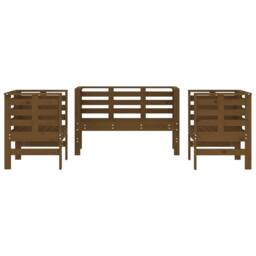 Berkfield Home 3 Piece Garden Lounge Set Honey Brown Solid Wood Pine - thumbnail 4