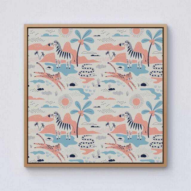 Warren Reed - Designer Wild Savannah Park Framed Canvas in Light Brown - Size: w40 inch x h40 inch - image 1