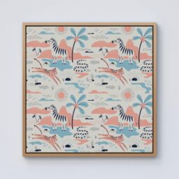 Warren Reed - Designer Wild Savannah Park Framed Canvas in Light Brown - Size: w40 inch x h40 inch - thumbnail 1