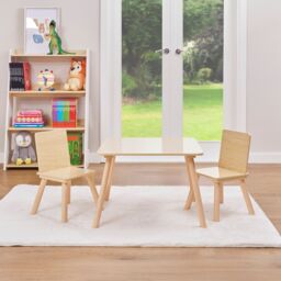 Liberty House Toys Kids Natural Wood Table & Two Chairs Set - thumbnail 2