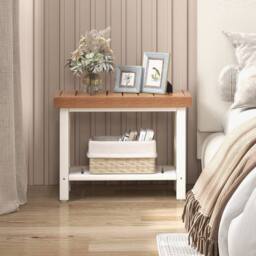 Gymax Shower Bench Shower Stool Spa Seat With Storage Shelf For Bathroom in Brown - thumbnail 7