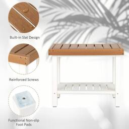 Gymax Shower Bench Shower Stool Spa Seat With Storage Shelf For Bathroom in Brown - thumbnail 5