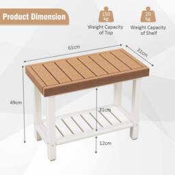 Gymax Shower Bench Shower Stool Spa Seat With Storage Shelf For Bathroom in Brown - thumbnail 3