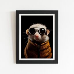 "Warren Reed - Designer Realistic Doormouse with Glasses Framed Art Print in Black - Size: W16"" x H24""" - thumbnail 1