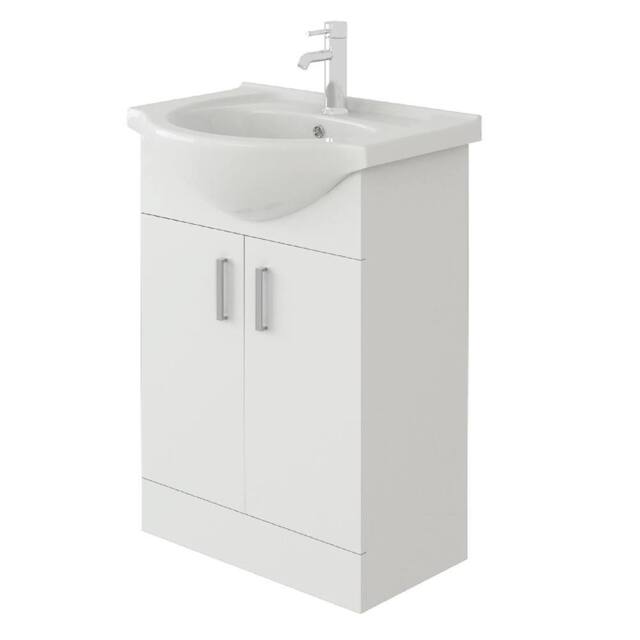 Nordara Modern White Bathroom Vanity Unit 550 Ceramic Basin Storage - image 1
