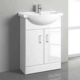 Nordara Modern White Bathroom Vanity Unit 550 Ceramic Basin Storage - thumbnail 3