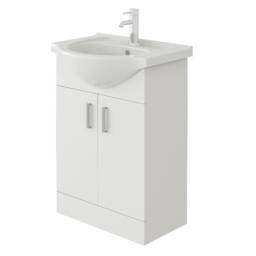 Nordara Modern White Bathroom Vanity Unit 550 Ceramic Basin Storage
