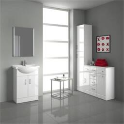 Nordara Modern White Bathroom Vanity Unit 550 Ceramic Basin Storage - thumbnail 5