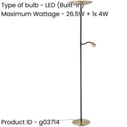 Loops 2 PACK Stylish Brushed Brass & Black LED Floor Lamp for Indoor Space - thumbnail 2