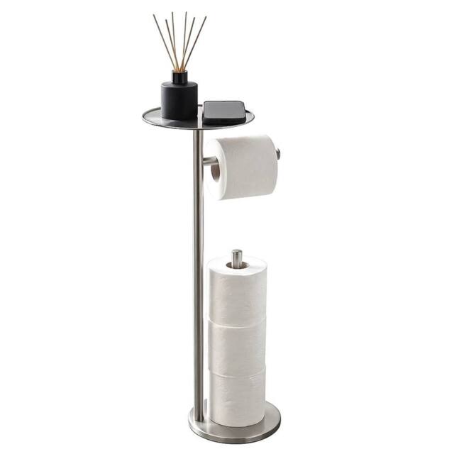 Nordara Silver Free Standing Toilet Paper Holder With Top Shelf - image 1