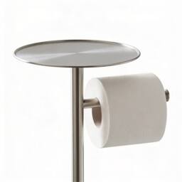 Nordara Silver Free Standing Toilet Paper Holder With Top Shelf - thumbnail 4