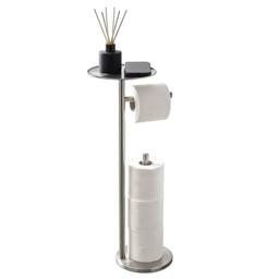 Nordara Silver Free Standing Toilet Paper Holder With Top Shelf - thumbnail 1