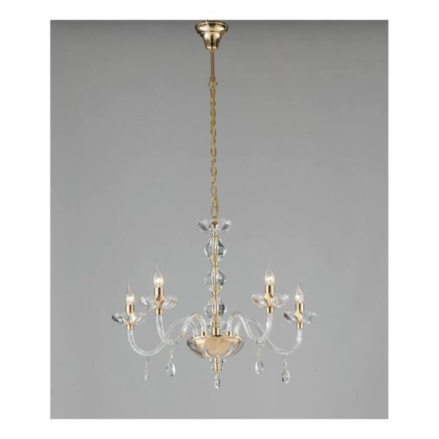 Netlighting RIFLESSO 5 Light Chandeliers Gold Crystal 70x53cm - Size: 70x53 cm - image 1