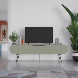 FWStyle 2 Door Capsule TV Stand Entertainment Unit Ash Green - thumbnail 2