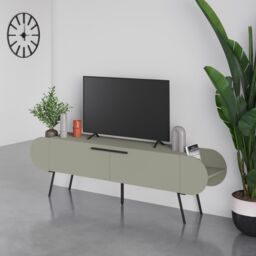 FWStyle 2 Door Capsule TV Stand Entertainment Unit Ash Green - thumbnail 1
