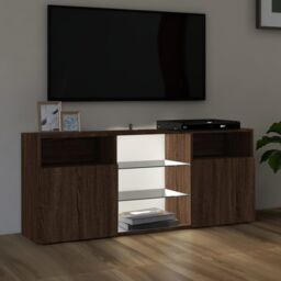 Berkfield Home TV Cabinet with LED Lights Brown Oak 120x30x50 cm - Size: 120 x 30 x 50 cm - thumbnail 5