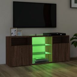 Berkfield Home TV Cabinet with LED Lights Brown Oak 120x30x50 cm - Size: 120 x 30 x 50 cm - thumbnail 4