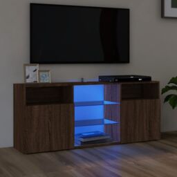 Berkfield Home TV Cabinet with LED Lights Brown Oak 120x30x50 cm - Size: 120 x 30 x 50 cm - thumbnail 1