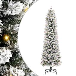 Berkfield Home Artificial Christmas Tree with 300 LEDs Green & white 240 cm - thumbnail 2