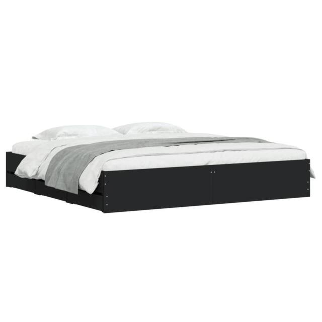 Berkfield Home Modern Bed Frame with Drawers without Mattress Black 160x200 cm - image 1